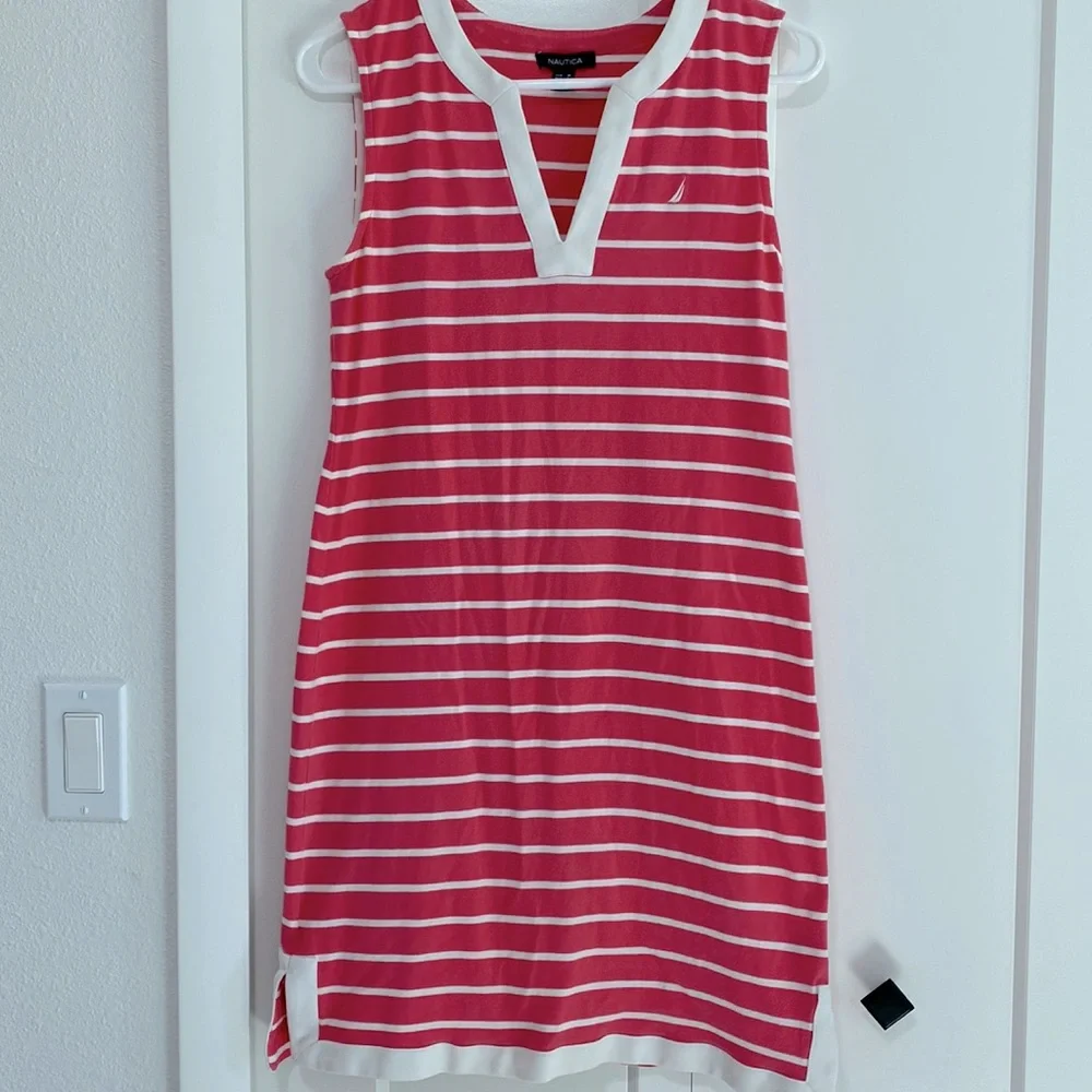 Nautica Women's Pink and White Dress |Size Medium - Picture 1 of 7